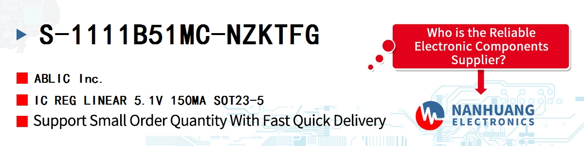 S-1111B51MC-NZKTFG ABLIC IC REG LINEAR 5.1V 150MA SOT23-5