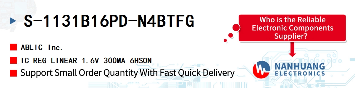 S-1131B16PD-N4BTFG ABLIC IC REG LINEAR 1.6V 300MA 6HSON