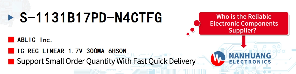 S-1131B17PD-N4CTFG ABLIC IC REG LINEAR 1.7V 300MA 6HSON