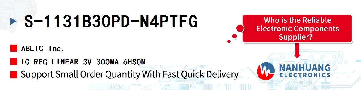 S-1131B30PD-N4PTFG ABLIC IC REG LINEAR 3V 300MA 6HSON