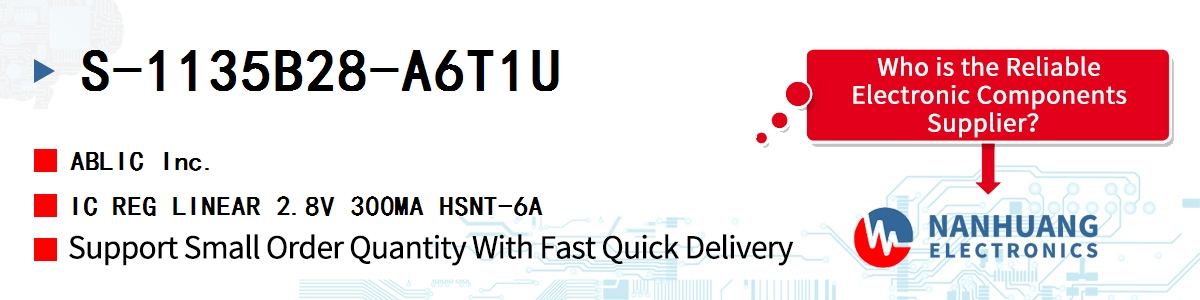 S-1135B28-A6T1U ABLIC IC REG LINEAR 2.8V 300MA HSNT-6A