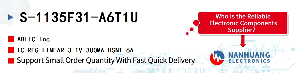 S-1135F31-A6T1U ABLIC IC REG LINEAR 3.1V 300MA HSNT-6A