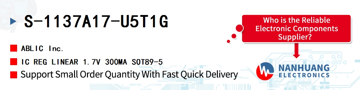 S-1137A17-U5T1G ABLIC IC REG LINEAR 1.7V 300MA SOT89-5