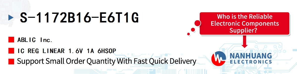 S-1172B16-E6T1G ABLIC IC REG LINEAR 1.6V 1A 6HSOP