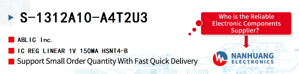 S-1312A10-A4T2U3 ABLIC IC REG LINEAR 1V 150MA HSNT4-B