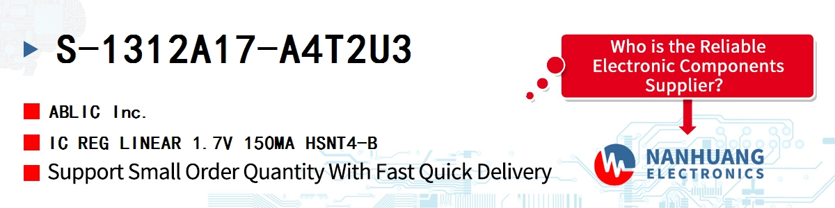 S-1312A17-A4T2U3 ABLIC IC REG LINEAR 1.7V 150MA HSNT4-B