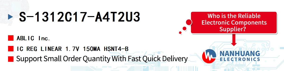 S-1312C17-A4T2U3 ABLIC IC REG LINEAR 1.7V 150MA HSNT4-B