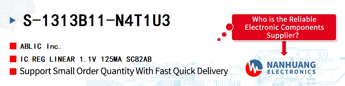 S-1313B11-N4T1U3 ABLIC IC REG LINEAR 1.1V 125MA SC82AB