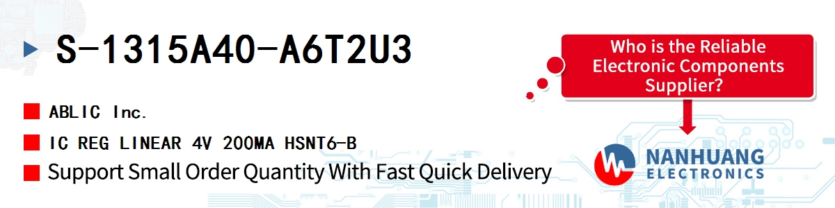 S-1315A40-A6T2U3 ABLIC IC REG LINEAR 4V 200MA HSNT6-B