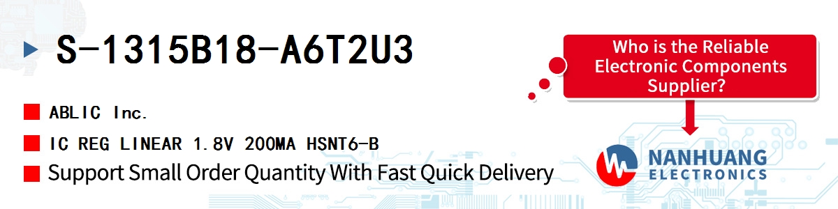 S-1315B18-A6T2U3 ABLIC IC REG LINEAR 1.8V 200MA HSNT6-B