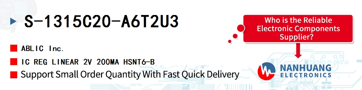 S-1315C20-A6T2U3 ABLIC IC REG LINEAR 2V 200MA HSNT6-B