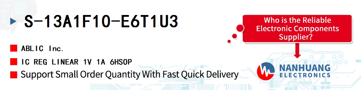 S-13A1F10-E6T1U3 ABLIC IC REG LINEAR 1V 1A 6HSOP