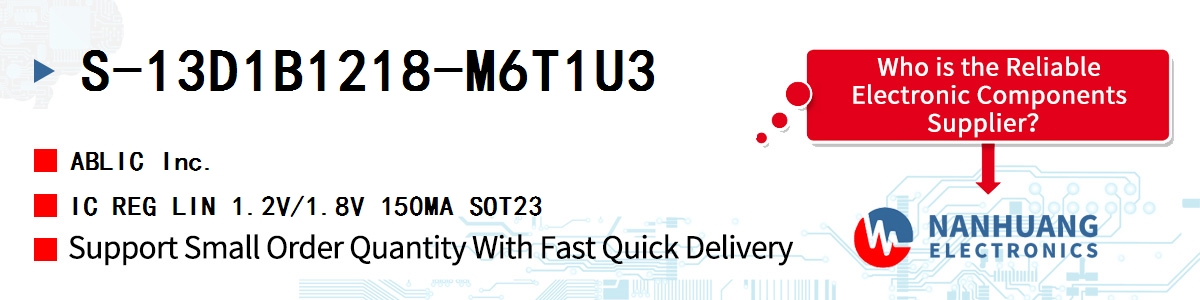 S-13D1B1218-M6T1U3 ABLIC IC REG LIN 1.2V/1.8V 150MA SOT23