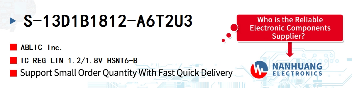 S-13D1B1812-A6T2U3 ABLIC IC REG LIN 1.2/1.8V HSNT6-B