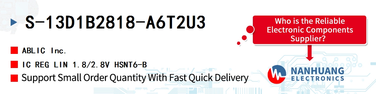 S-13D1B2818-A6T2U3 ABLIC IC REG LIN 1.8/2.8V HSNT6-B