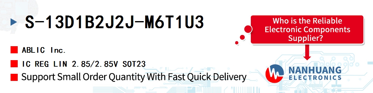 S-13D1B2J2J-M6T1U3 ABLIC IC REG LIN 2.85/2.85V SOT23