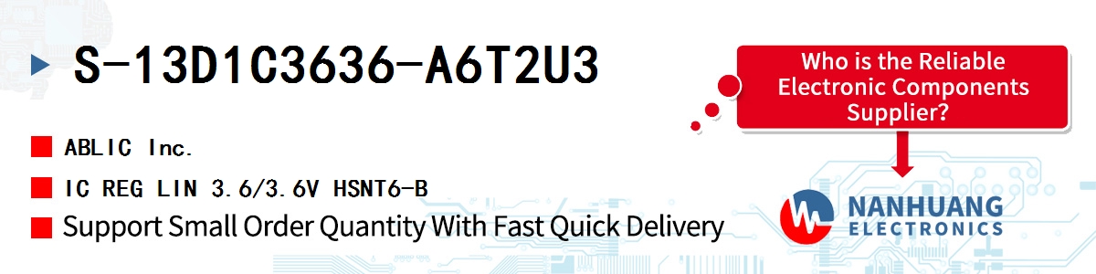 S-13D1C3636-A6T2U3 ABLIC IC REG LIN 3.6/3.6V HSNT6-B