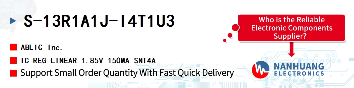 S-13R1A1J-I4T1U3 ABLIC IC REG LINEAR 1.85V 150MA SNT4A