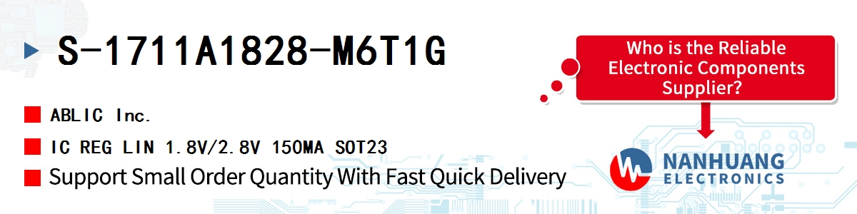 S-1711A1828-M6T1G ABLIC IC REG LIN 1.8V/2.8V 150MA SOT23