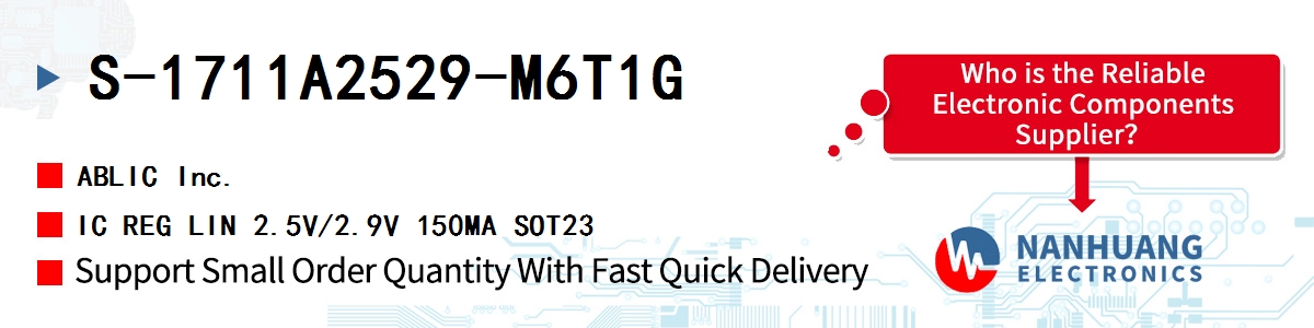 S-1711A2529-M6T1G ABLIC IC REG LIN 2.5V/2.9V 150MA SOT23