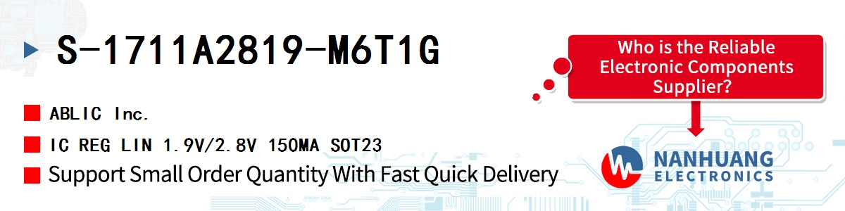 S-1711A2819-M6T1G ABLIC IC REG LIN 1.9V/2.8V 150MA SOT23