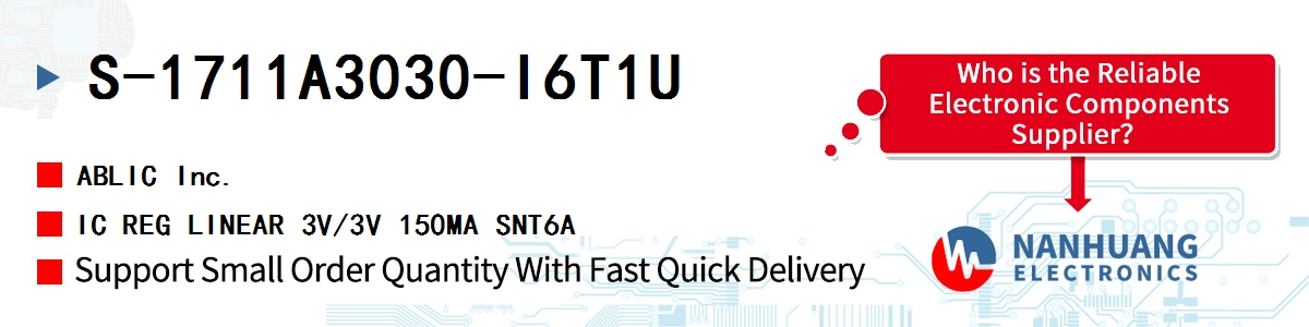 S-1711A3030-I6T1U ABLIC IC REG LINEAR 3V/3V 150MA SNT6A