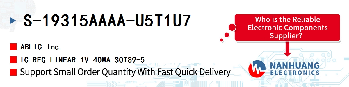 S-19315AAAA-U5T1U7 ABLIC IC REG LINEAR 1V 40MA SOT89-5