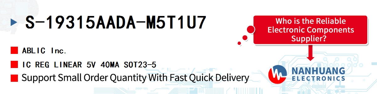 S-19315AADA-M5T1U7 ABLIC IC REG LINEAR 5V 40MA SOT23-5