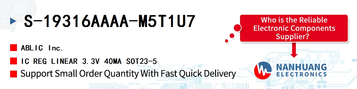 S-19316AAAA-M5T1U7 ABLIC IC REG LINEAR 3.3V 40MA SOT23-5