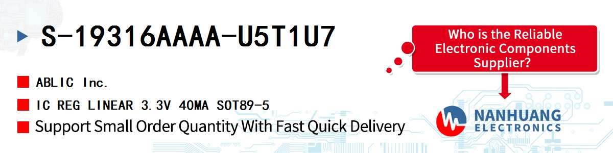 S-19316AAAA-U5T1U7 ABLIC IC REG LINEAR 3.3V 40MA SOT89-5