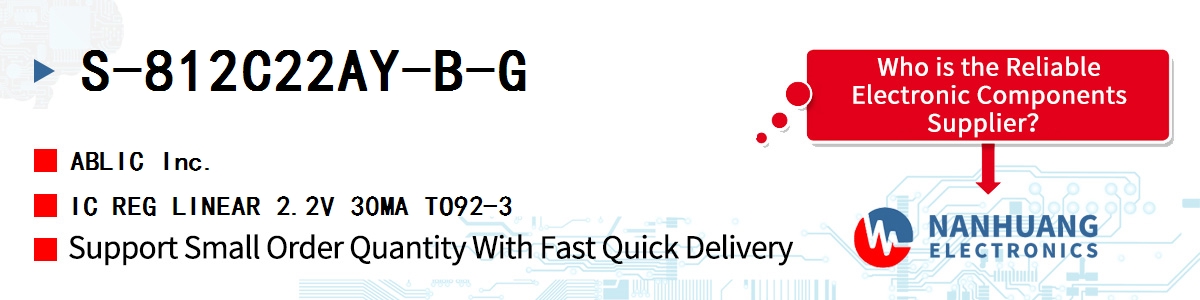 S-812C22AY-B-G ABLIC IC REG LINEAR 2.2V 30MA TO92-3