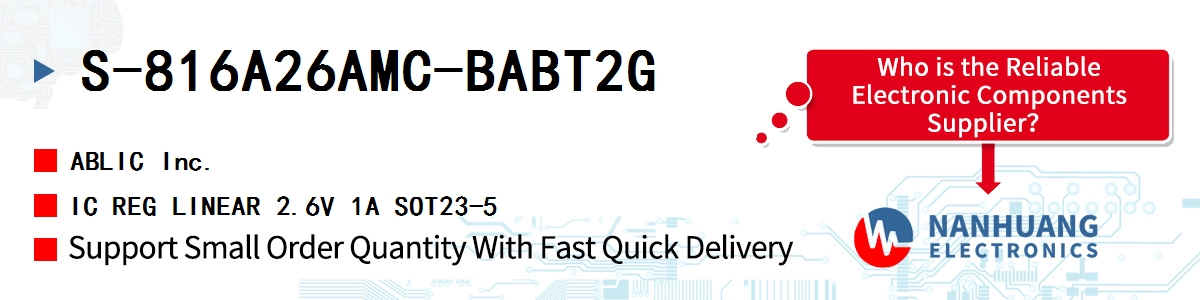 S-816A26AMC-BABT2G ABLIC IC REG LINEAR 2.6V 1A SOT23-5