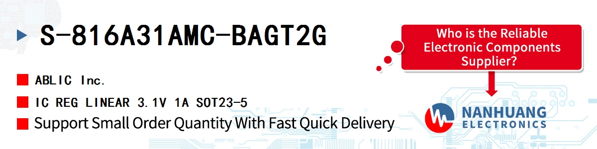 S-816A31AMC-BAGT2G ABLIC IC REG LINEAR 3.1V 1A SOT23-5