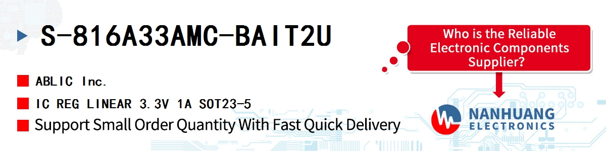 S-816A33AMC-BAIT2U ABLIC IC REG LINEAR 3.3V 1A SOT23-5