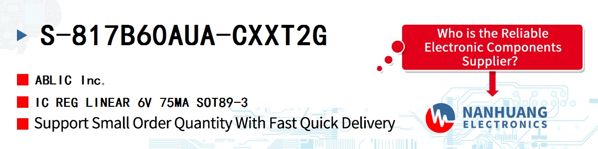 S-817B60AUA-CXXT2G ABLIC IC REG LINEAR 6V 75MA SOT89-3