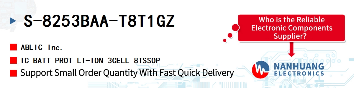 S-8253BAA-T8T1GZ ABLIC IC BATT PROT LI-ION 3CELL 8TSSOP